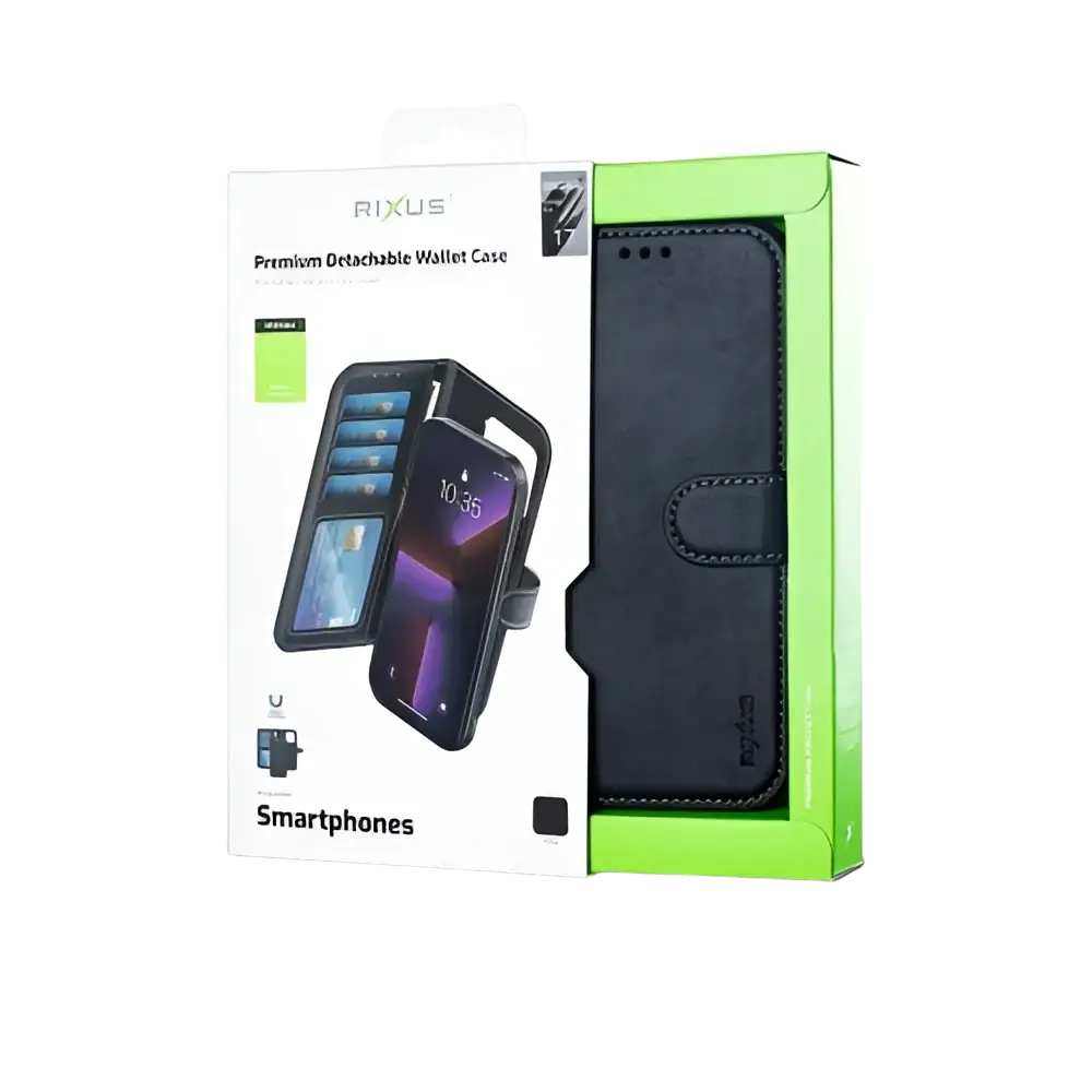 Rixus Duo Magnetic Detachable Wallet – iPhone 17 Zwart - 2-in-1 case met afneembare hoes