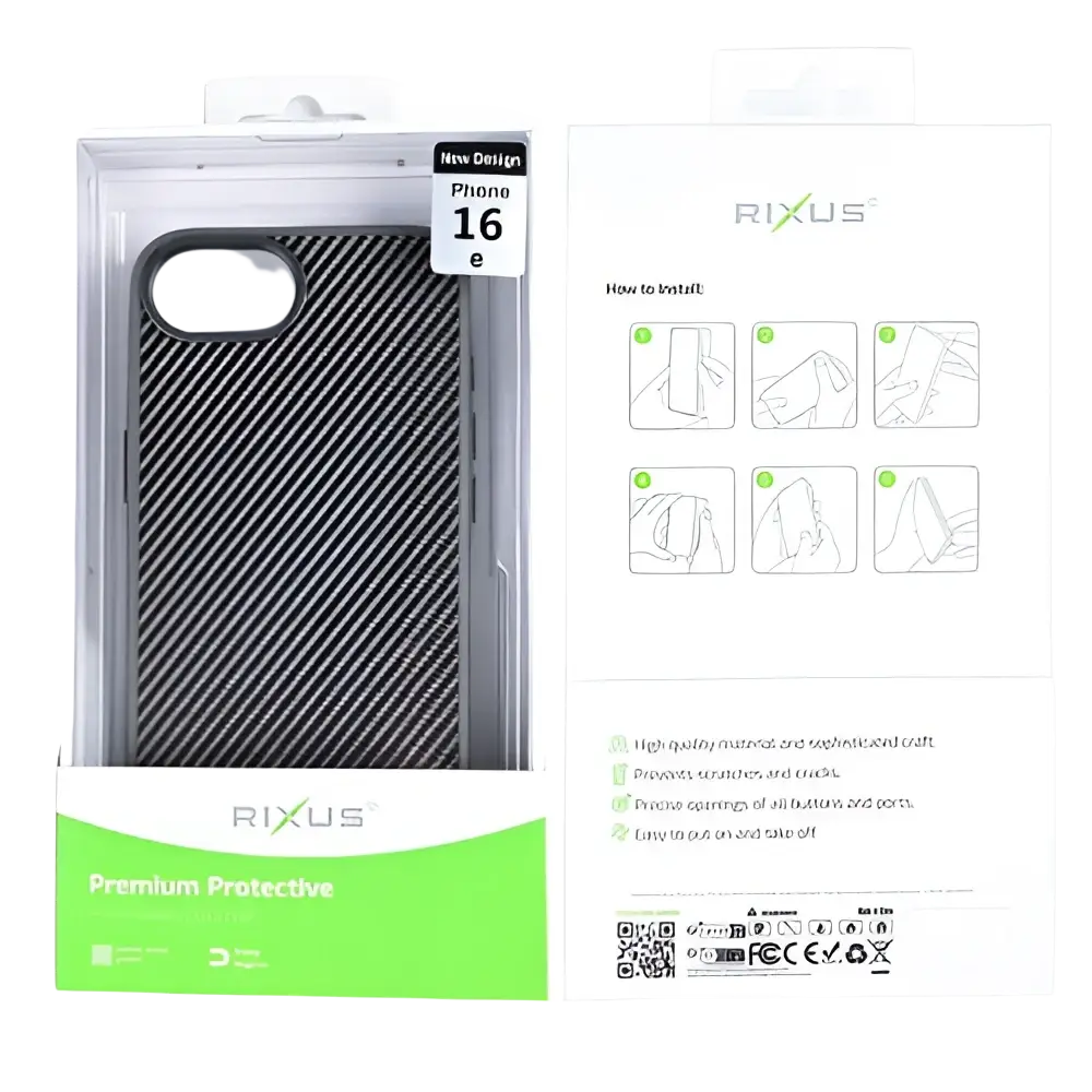 Rixus Mag Carbon met MagSafe – iPhone 16e / 17e Titanium Grijs - Back cover