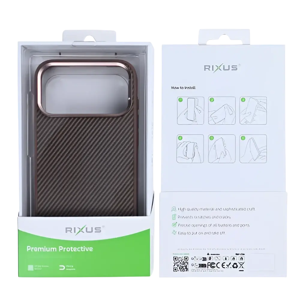 Rixus Mag Carbon met MagSafe – iPhone 17 Pro Bruin - Back cover
