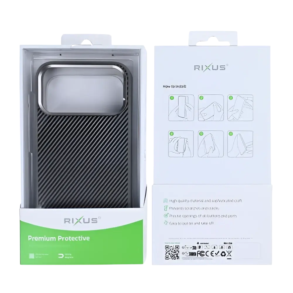 Rixus Mag Carbon met MagSafe – iPhone 17 Pro Titanium Grijs - Back cover