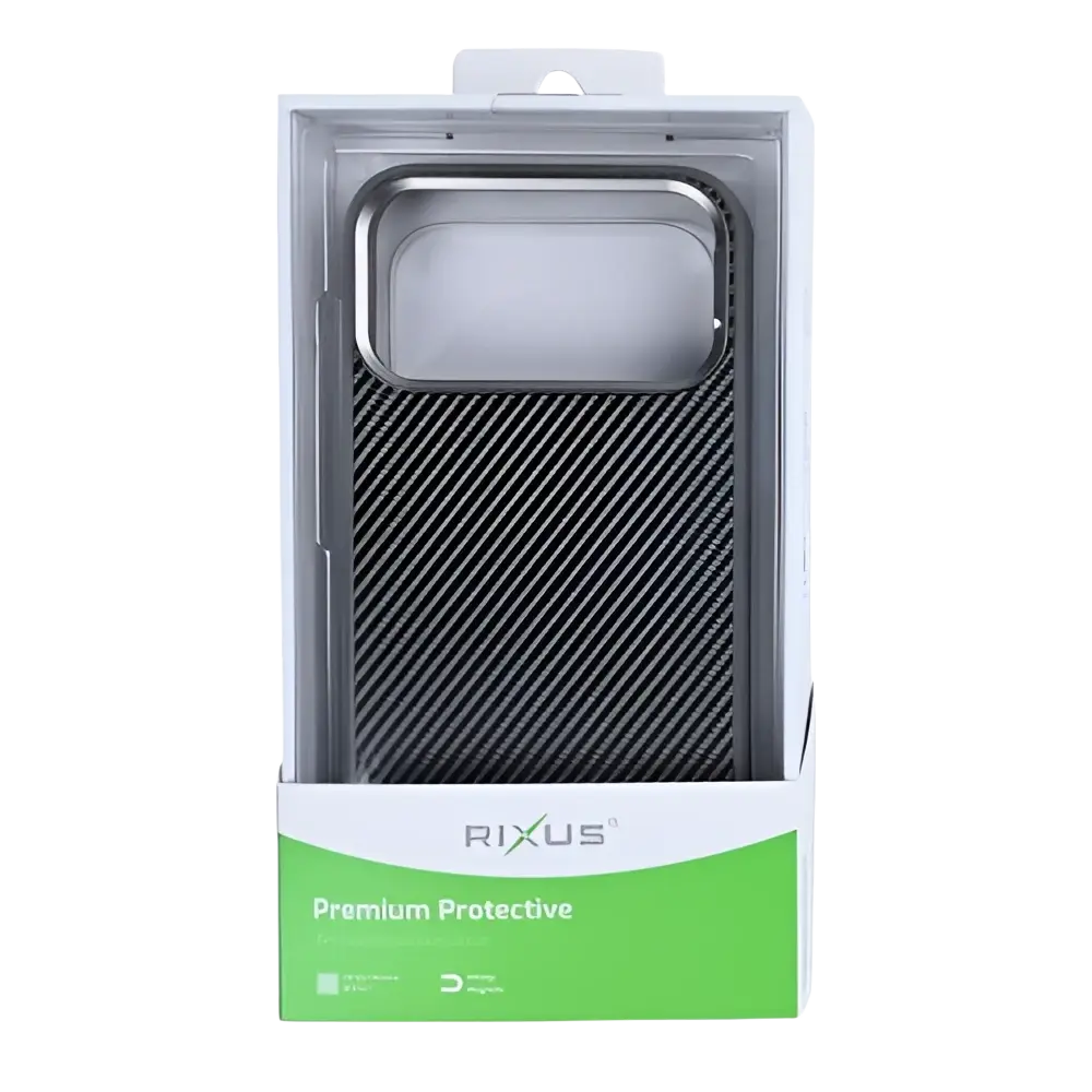 Rixus Mag Carbon met MagSafe – iPhone 17 Pro Titanium Grijs - Back cover