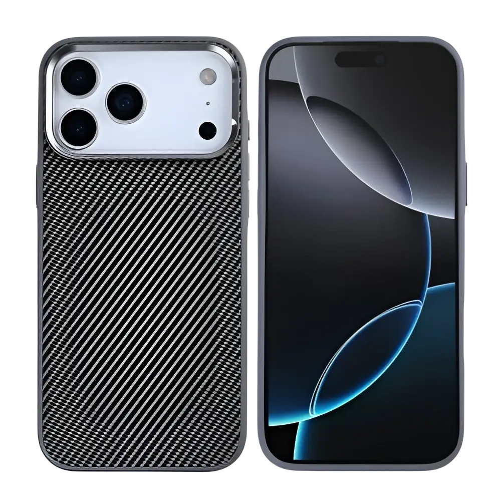 Rixus Mag Carbon met MagSafe – iPhone 17 Pro Titanium Grijs - Back cover