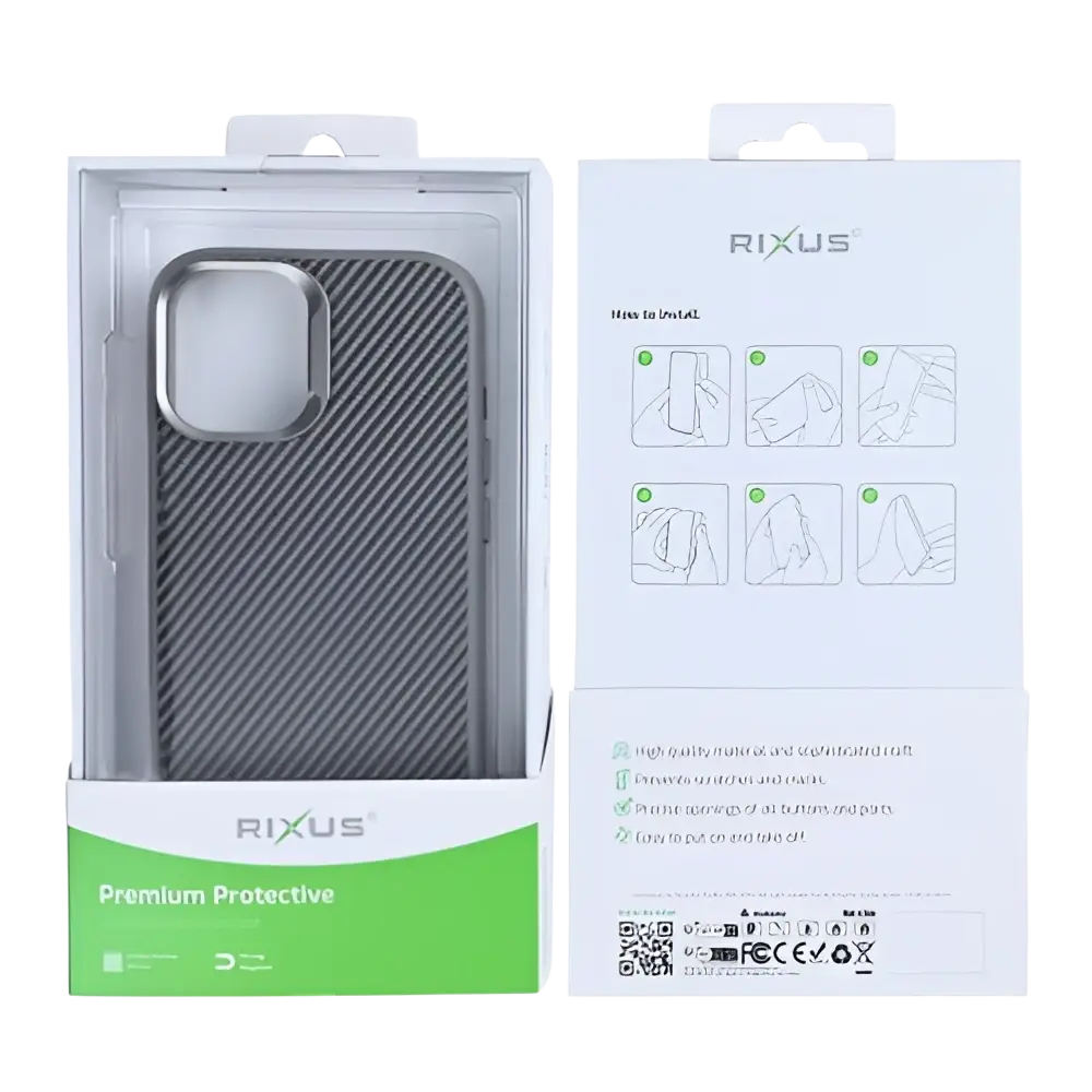 Rixus Mag Carbon met MagSafe – iPhone 17 Titanium Grijs - Back cover