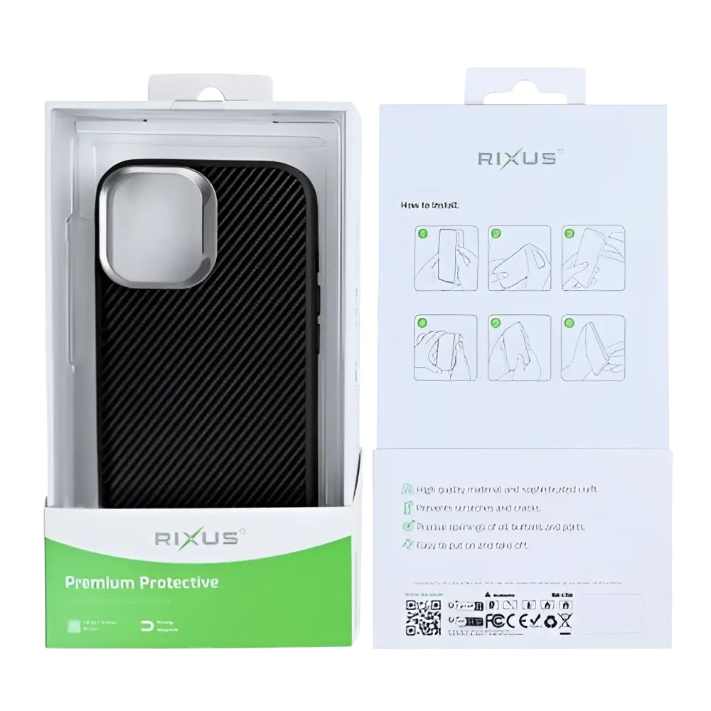 Rixus Mag Carbon met MagSafe – iPhone 17 Titanium Zwart - Back cover