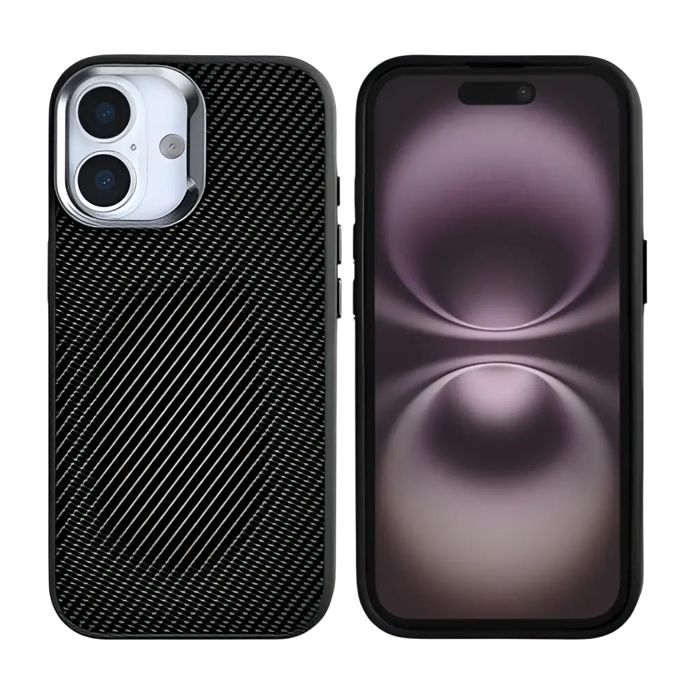 Rixus Mag Carbon met MagSafe – iPhone 17 Titanium Zwart - Back cover