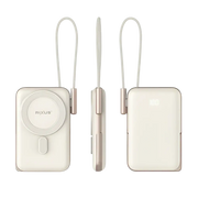 Rixus Magnetische Powerbank 10.000 mAh met ingebouwde USB-C-kabel – Rosé Goud RXPB29