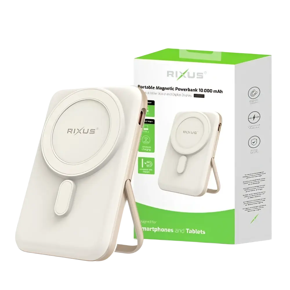 Rixus Magnetische Powerbank 10.000 mAh met standaard – Rosé Goud RXPB37