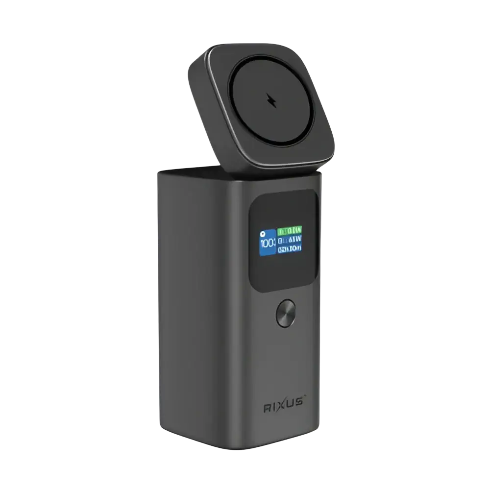 Rixus Magnetische Powerbank 15.000 mAh 100W met TFT-scherm – Donkergrijs RXPB15