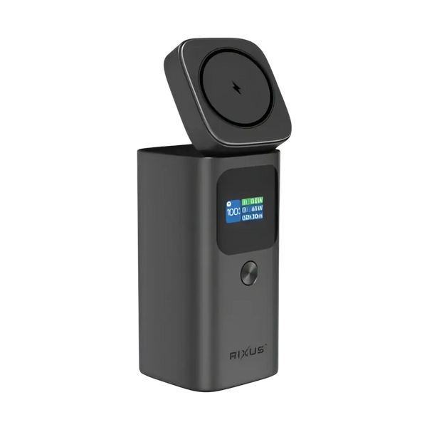 Rixus Magnetische Powerbank 15.000 mAh 100W met TFT-scherm – Donkergrijs RXPB15