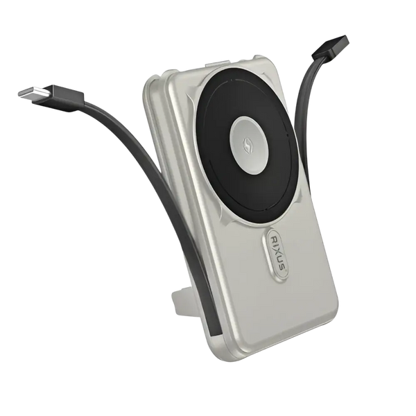 Rixus MagSafe Powerbank 10.000 mAh met ingebouwde kabel – Zilver RXPB76A