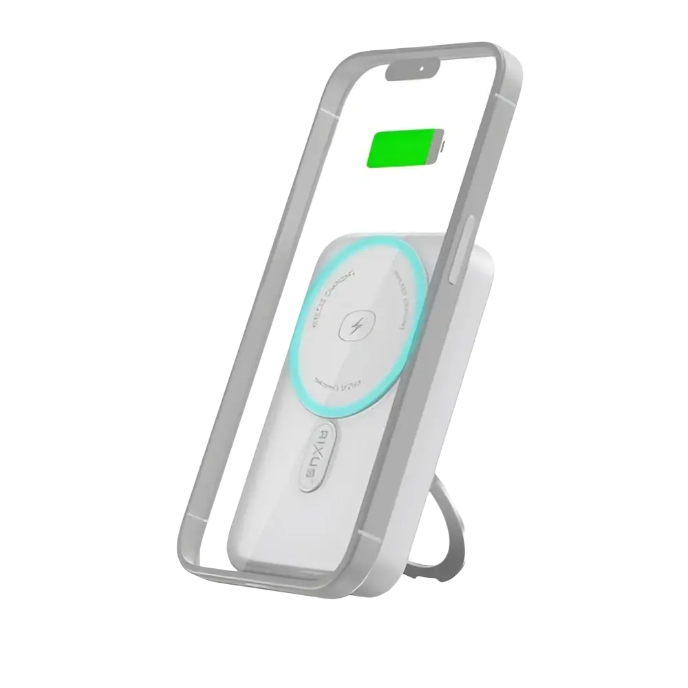 Rixus MagSafe Powerbank 10.000 mAh met uitklapbare standaard – Wit RXPB71A