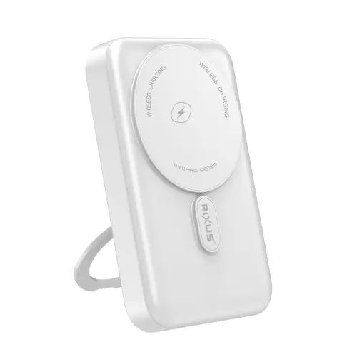 Rixus MagSafe Powerbank 10.000 mAh met uitklapbare standaard – Wit RXPB71A