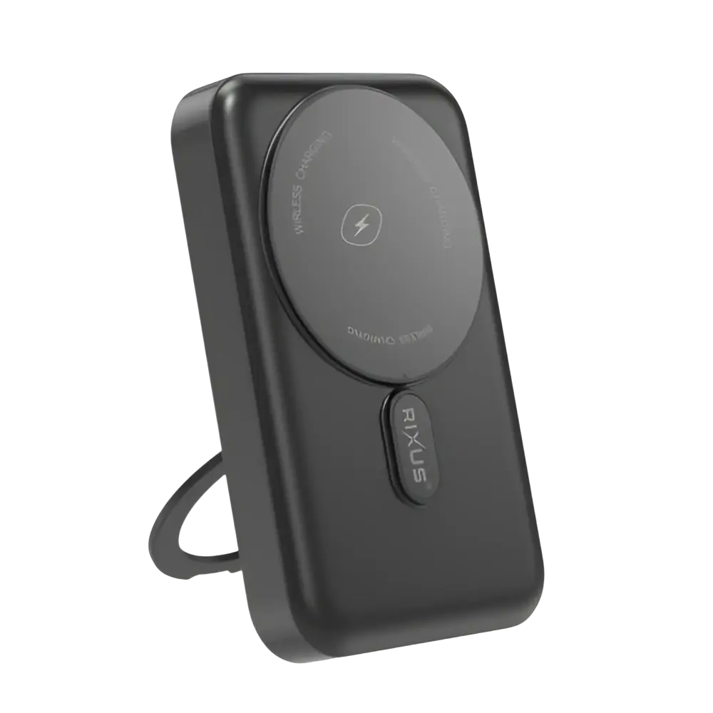 Rixus MagSafe Powerbank 10.000 mAh met uitklapbare standaard – Zwart RXPB71B
