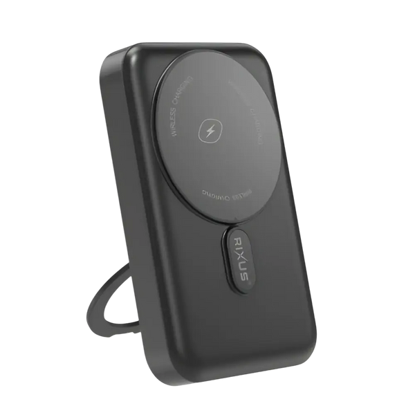 Rixus MagSafe Powerbank 10.000 mAh met uitklapbare standaard – Zwart RXPB71B