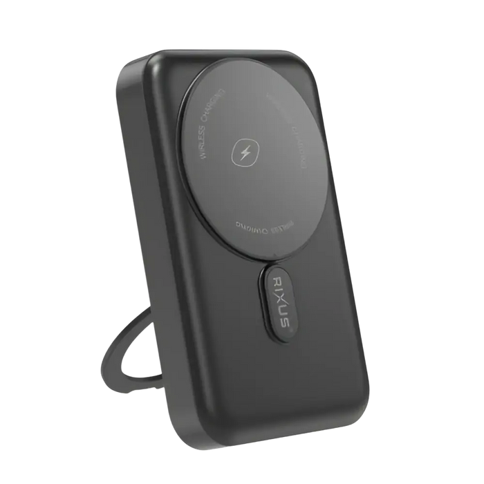 Rixus MagSafe Powerbank 10.000 mAh met uitklapbare standaard – Zwart – RXPB71B