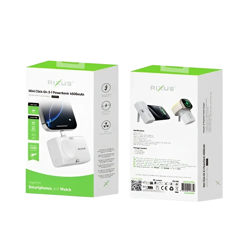 Rixus Mini Click-On 3-in-1 Powerbank 4.500 mAh – Wit RXPB13