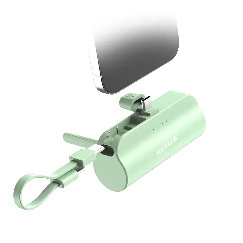 Rixus Mini Click-On Powerbank 5.000 mAh USB-C – Groen RXPB98G