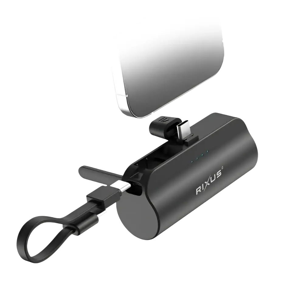 Rixus Mini Click-On Powerbank 5.000 mAh USB-C – Zwart RXPB98B
