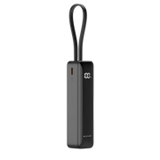 Rixus Powerbank 5.000 mAh met display en ingebouwde USB-C-kabel – Zwart RXPB03B