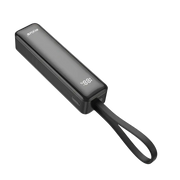 Rixus Powerbank 5.000 mAh met display en ingebouwde USB-C-kabel – Zwart RXPB03B