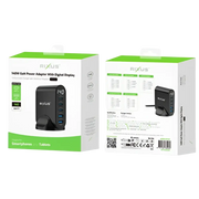Rixus RX140 GaN Power Adapter met Digitaal Display – 140W Zwart - Oplader