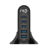 Rixus RX140 GaN Power Adapter met Digitaal Display – 140W Zwart - Oplader