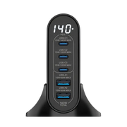 Rixus RX140 GaN Power Adapter met Digitaal Display – 140W Zwart - Oplader