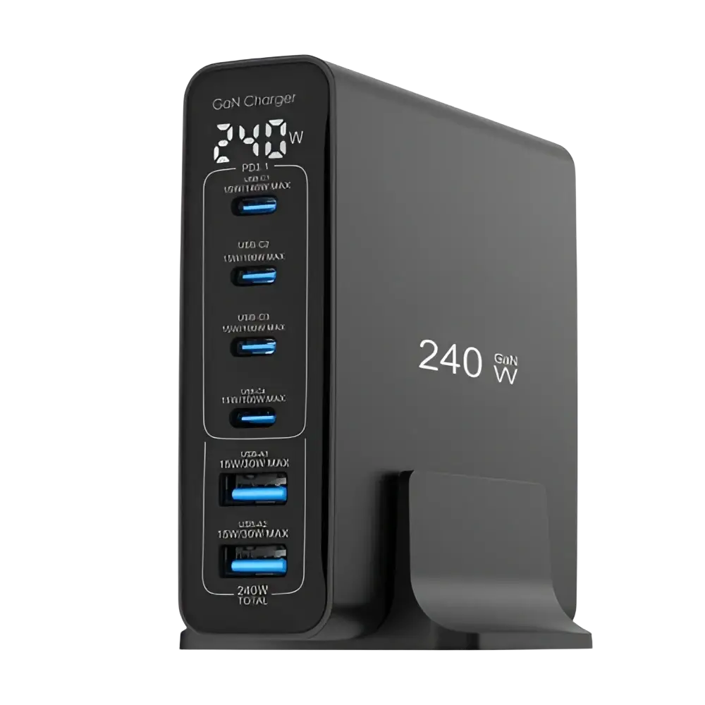 Rixus RX240 GaN Power Adapter met Digitaal Display – 240W Zwart - Oplader