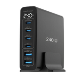 Rixus RX240 GaN Power Adapter met Digitaal Display – 240W Zwart - Oplader