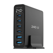 Rixus RX240 GaN Power Adapter met Digitaal Display – 240W Zwart - Oplader