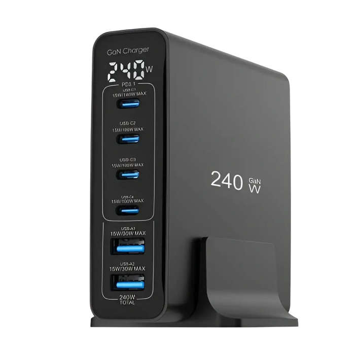 Rixus RX240 GaN Power Adapter met Digitaal Display – 240W – Zwart