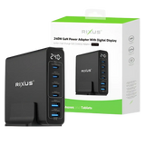 Rixus RX240 GaN Power Adapter met Digitaal Display – 240W Zwart - Oplader