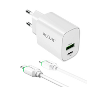 Rixus RX90CC Adapter met USB-C naar Kabel 1m – 20W Wit - Bundel Oplader