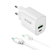 Rixus RX90L Adapter met USB-C naar Lightning Kabel 1m – 20W Wit - Bundel Oplader