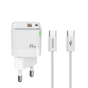 Rixus RXHC11 25W Wall Charger Kit met USB-C naar Kabel – Wit - Oplader