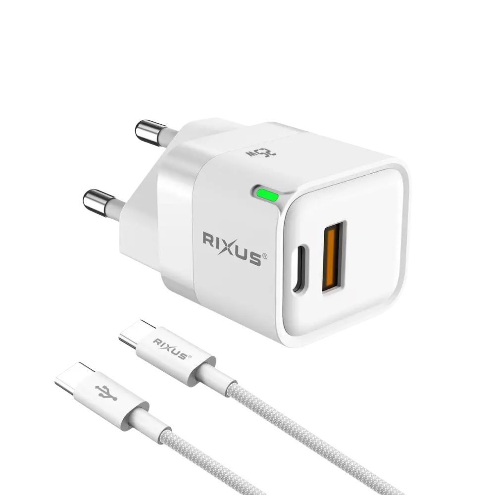 Rixus RXHC11 25W Wall Charger Kit met USB-C naar Kabel – Wit - Oplader