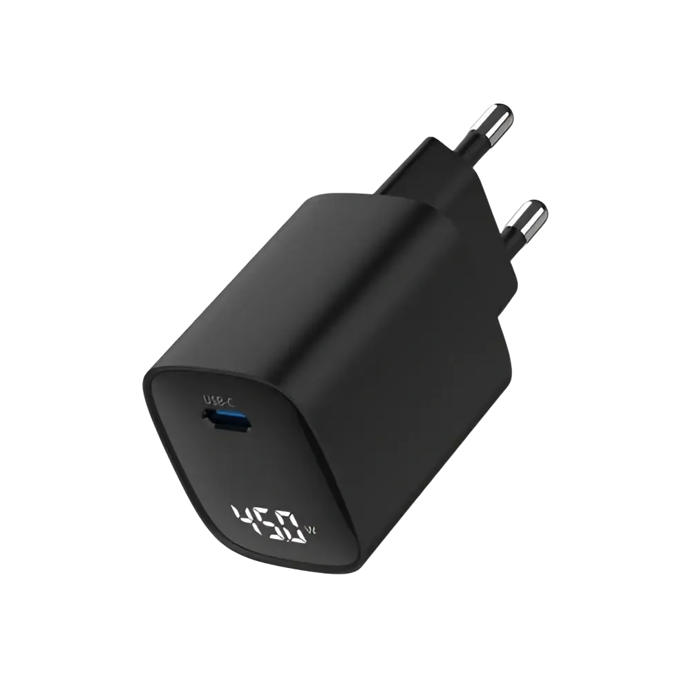 Rixus RXHC13 USB-C Power Adapter met Digitaal Display – 45W Zwart - Oplader