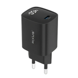 Rixus RXHC13 USB-C Power Adapter met Digitaal Display – 45W Zwart - Oplader