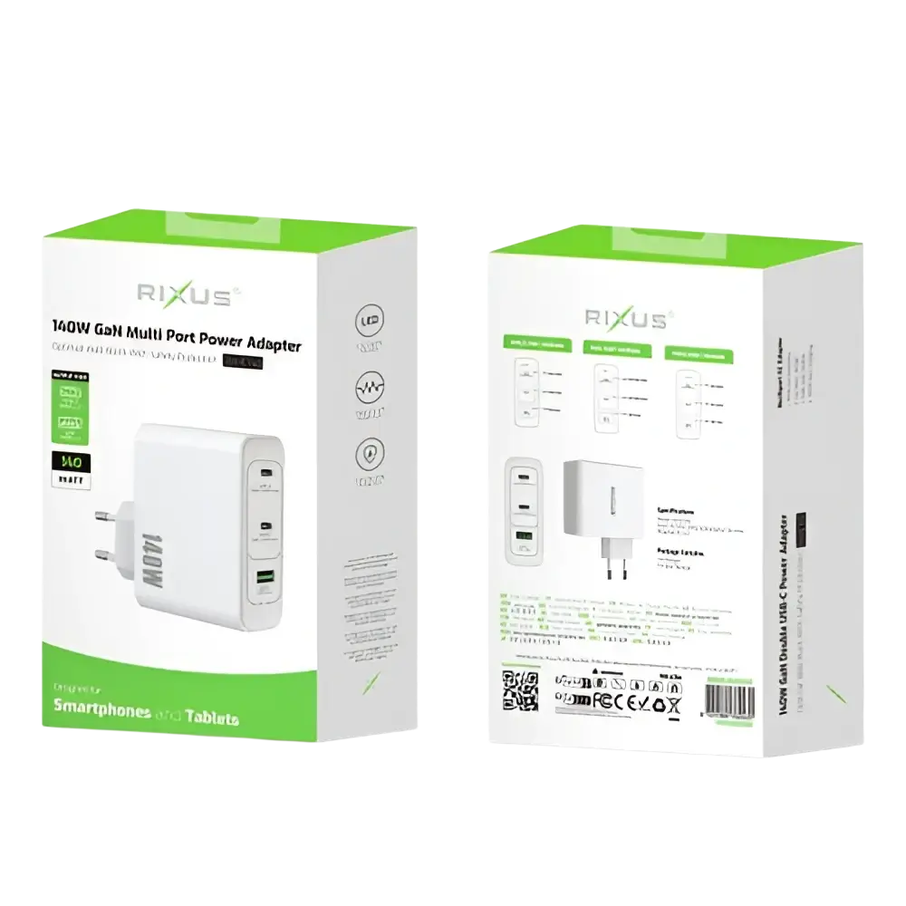 Rixus RXHC140 GaN Power Adapter – 140W Wit - Oplader