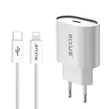 Rixus RXHC20L Fast Charger met USB-C naar Lightning Kabel 1.8m – 20W Wit - Bundel Oplader