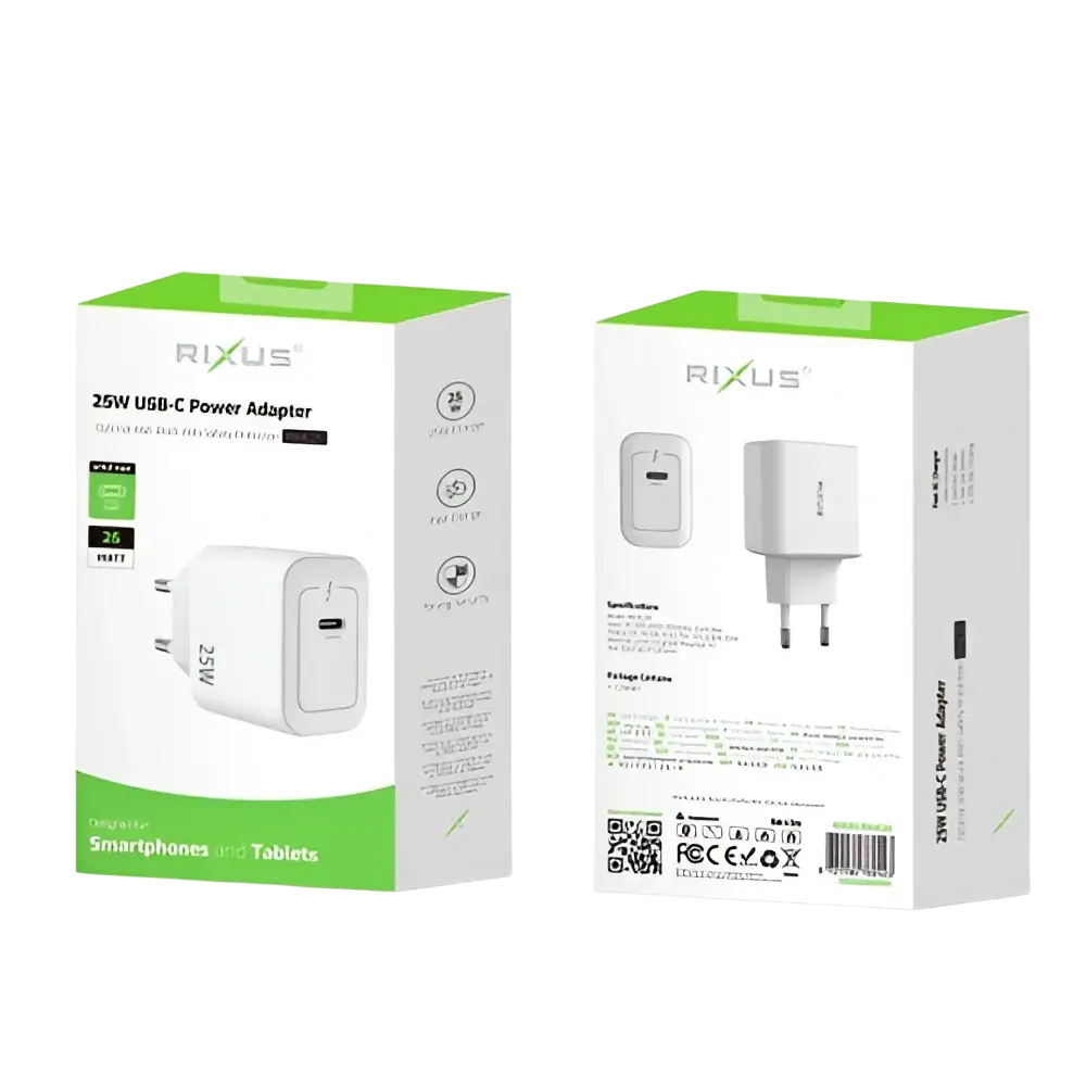 Rixus RXHC25 USB-C Power Adapter – 25W Wit - Oplader