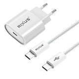 Rixus RXHC30C Fast Charger met USB-C naar Kabel 1.8m – 30W Wit - Bundel Oplader