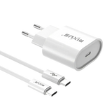 Rixus RXHC30C Fast Charger met USB-C naar Kabel 1.8m – 30W Wit - Bundel Oplader
