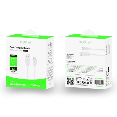 Rixus RXU81C USB-A naar USB-C kabel verpakking voor- en achterzijde