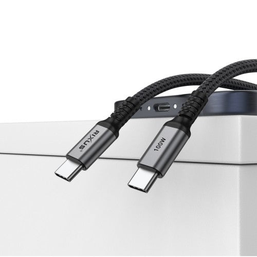 Rixus RXUC04 USB-C 2.0 100W kabel aangesloten op apparaat