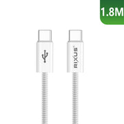 Rixus RXUC08C USB-C naar USB-C nylon kabel 1,8 meter wit