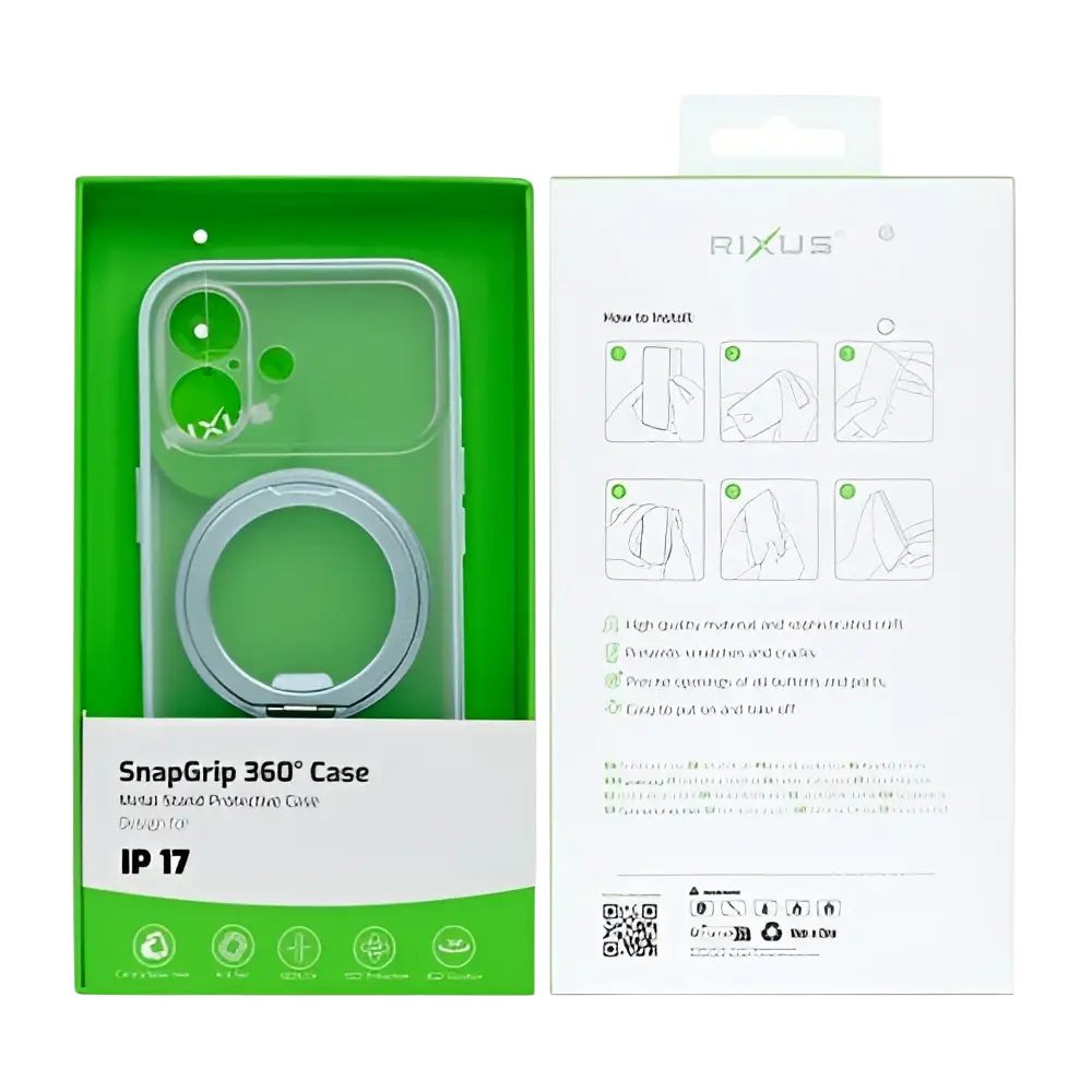 Rixus SnapGrip 360 Case – iPhone 17 Groen - Back cover