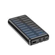 Rixus Solar Powerbank 20.000 mAh met ingebouwde kabels – Zwart RXPB47