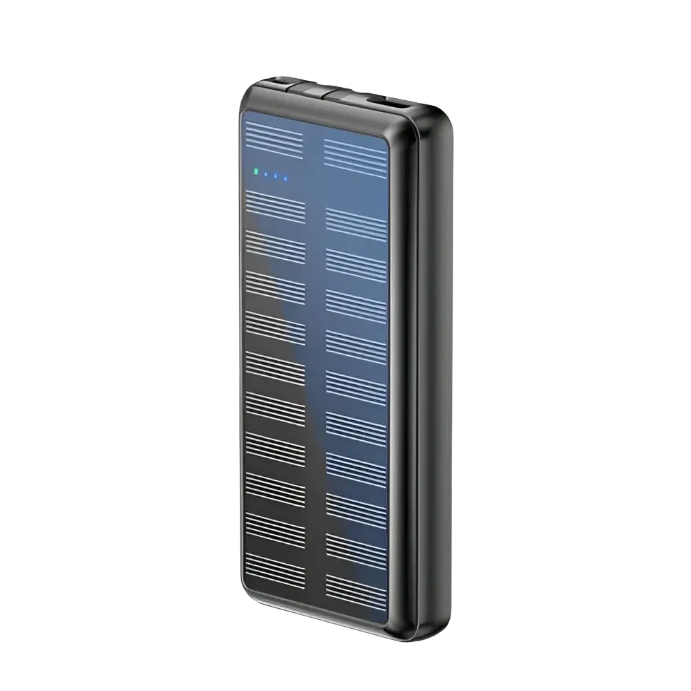 Rixus Solar Powerbank 20.000 mAh met ingebouwde kabels – Zwart RXPB47
