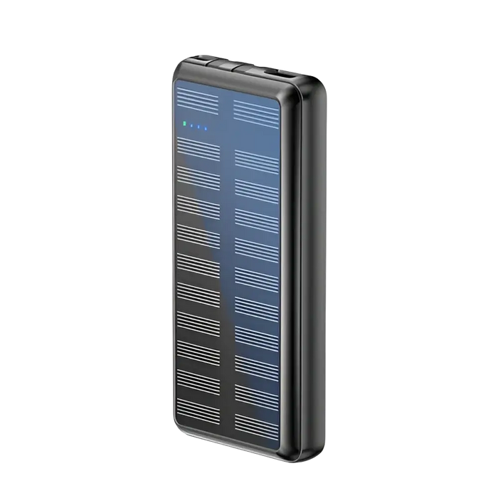 Rixus Solar Powerbank 20.000 mAh met ingebouwde kabels – Zwart – RXPB47